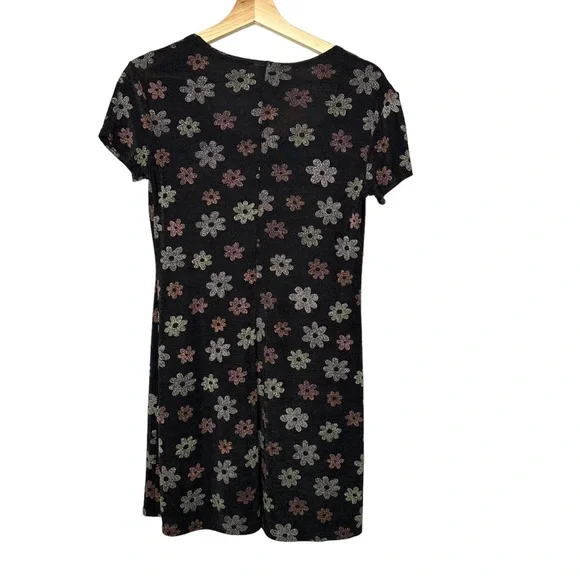 Vintage 90s Mesh Semi-Sheer Slinky Floral Dress - Picture 7 of 8